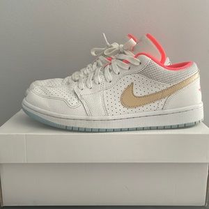 Women’s White Sesame Jordan 1 Low Nike Sneakers